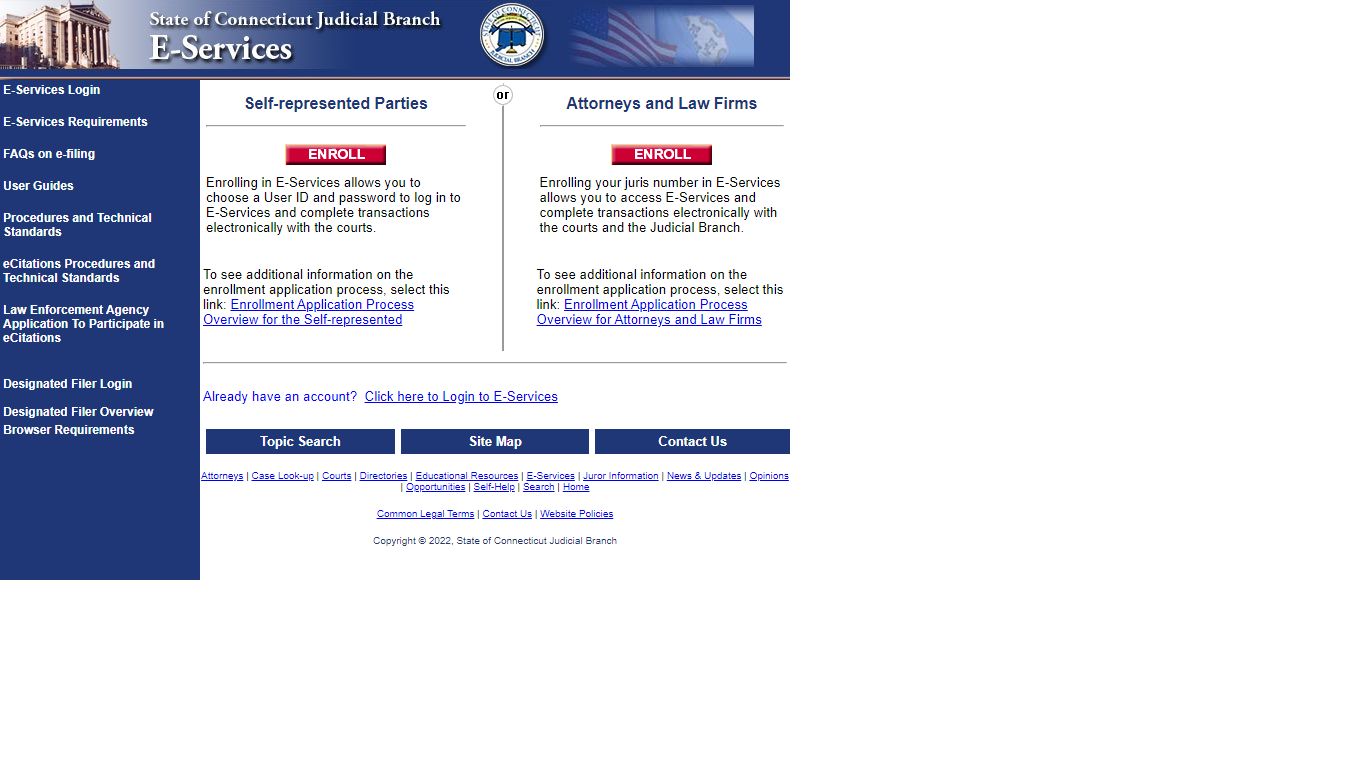 Connecticut Judicial Branch E-Services Login